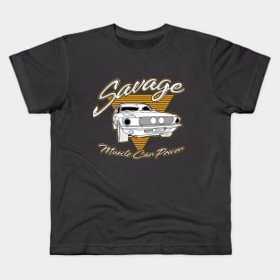 Savage Golden Muscle Car Power Kids T-Shirt